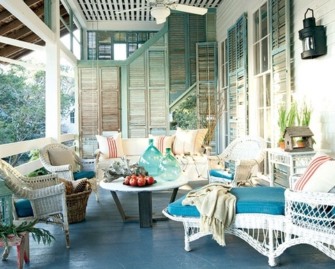 outdoor living coastal beach rooms theme decor shutters spaces amazing nautical patio louvered floor doors seating porch beachy inside via