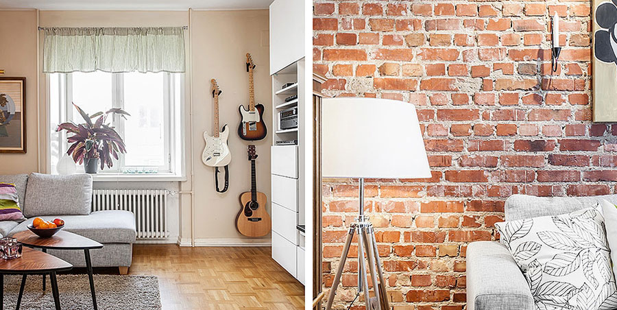 Creative Red Brick Walls Interior Design with Electrical Design