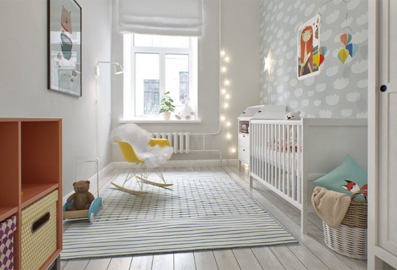 lovely and light scandinavian style babys nursery design
