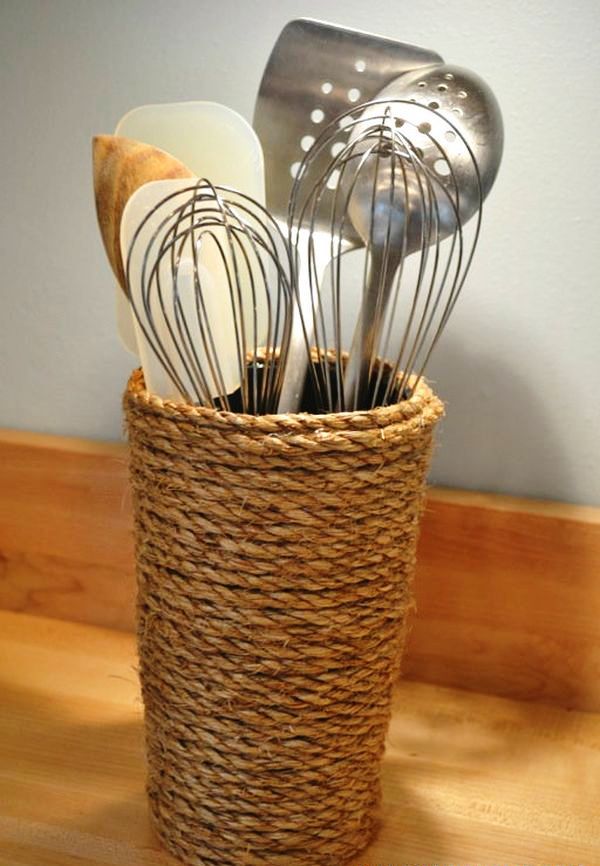 Excellent-Handmade-Home-Appliances-Including-Rope-Vase-for-Cooking-Utensils-Placed-on-Wooden-Bar-Suitable-Placed-in-Modern-Kitchen-Room
