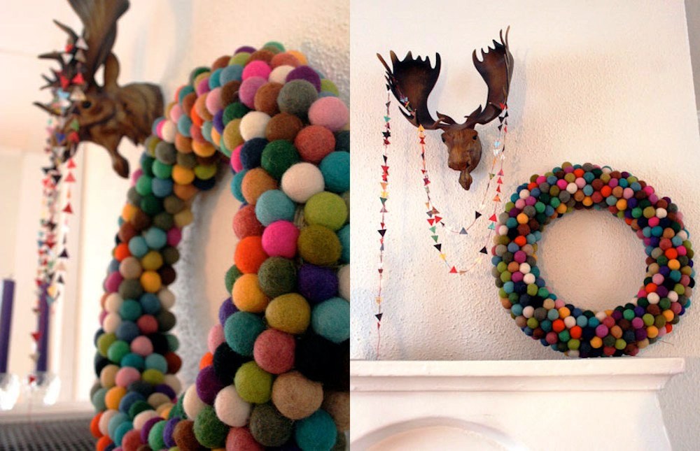 Modern-Colourful-DIY-Felt-Ball-Christmas-Wreath