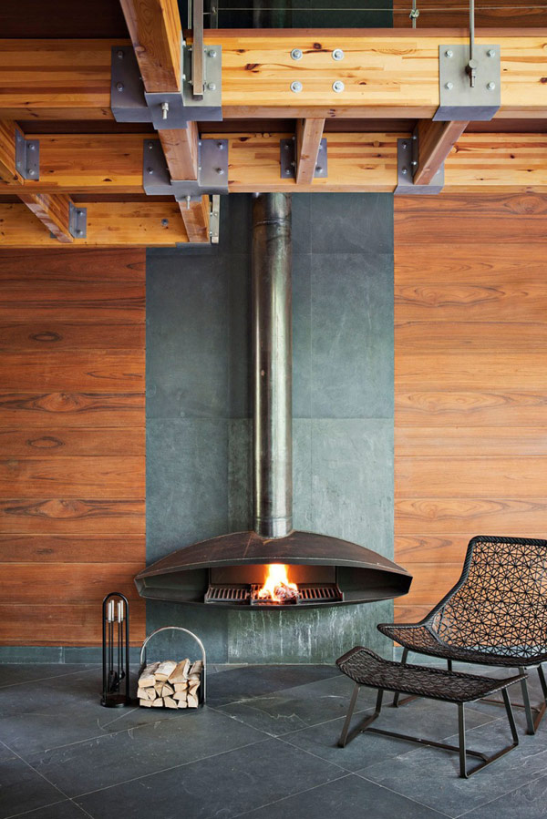 Modern Hanging Fireplace Beams Ceiling Modern House Near Moscow