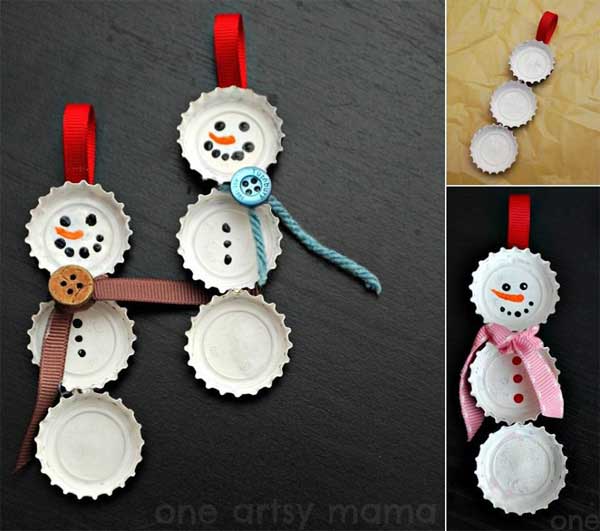 Bottle Cap Snowman Ornaments bottle-cap-snowman-ornaments