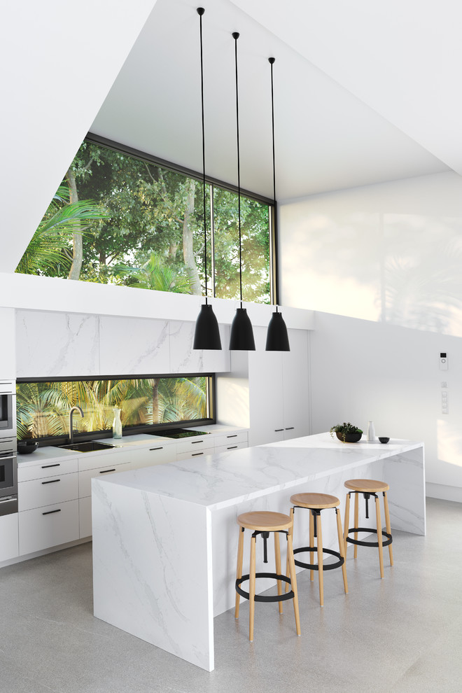 Sleek All White Kitchen Sleek All White Kitchen