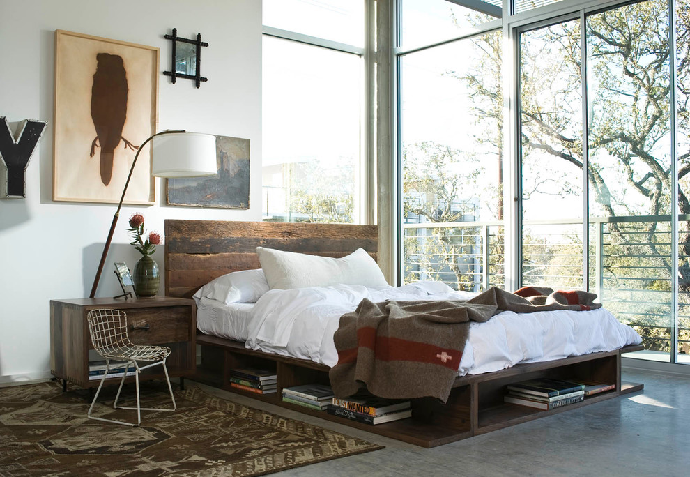 Open-concept-industrial-bedroom