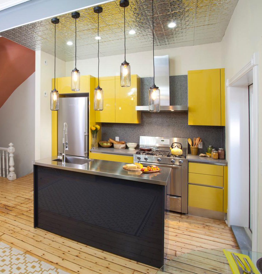 30 Top Small Kitchen Ideas And Designs For 2017 Bright Yellowetallic Surface Kitchen