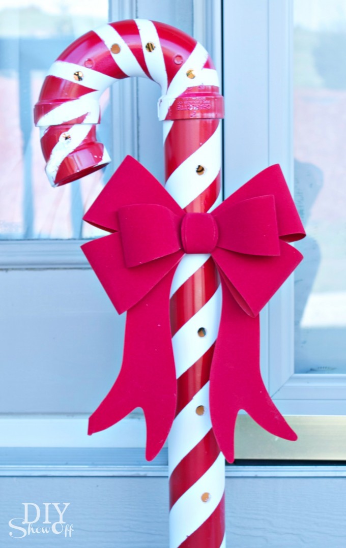 DIY Lighted PVC Pipe Candy Canes Thewowdecor DIY Lighted PVC Pipe Candy Canes Thewowdecor