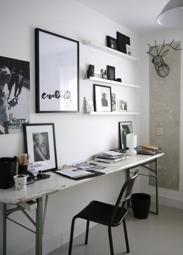 eclectic-home-office-with-gorgeous-floating-shelves