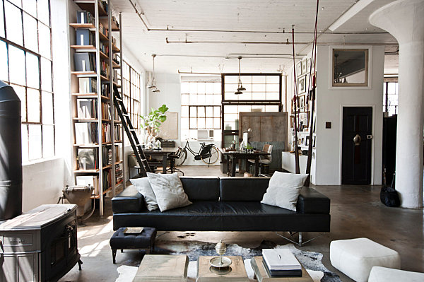 Industrial-New-York-living-room-with-exposed-pipes