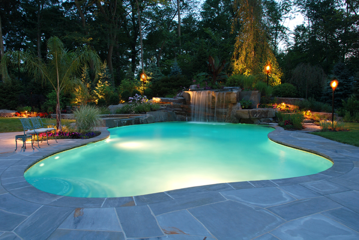 backyard-lighting-design-for-swimming-pool-waterfall-area-new-jersey