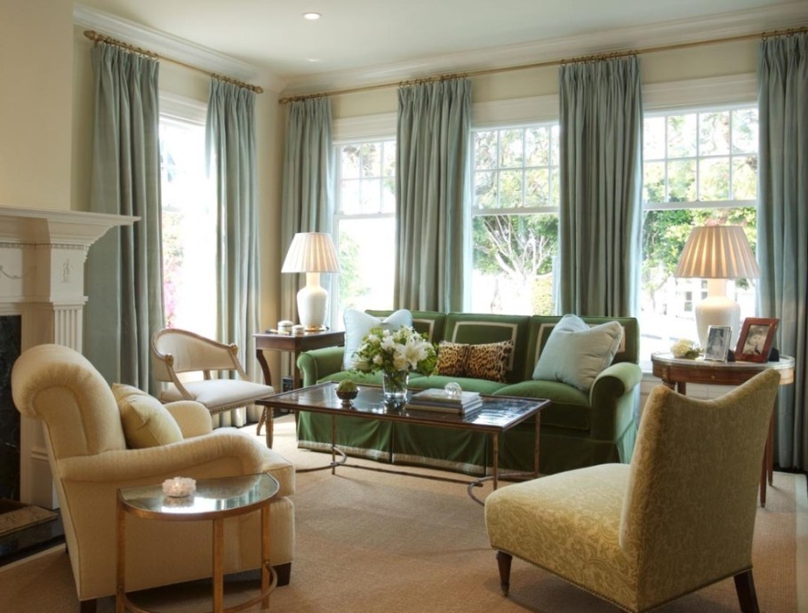 lovely-green-sofa-slipcover-plus-glass-top-table-design-