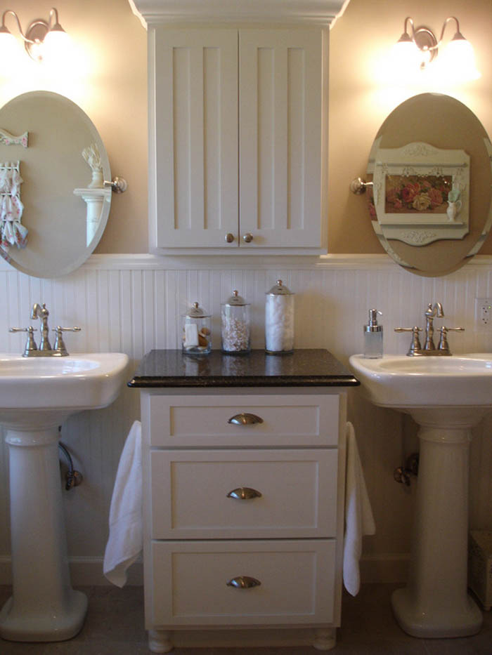stylish-white-bathroom-storage-design-inspiration-with-two-mirror