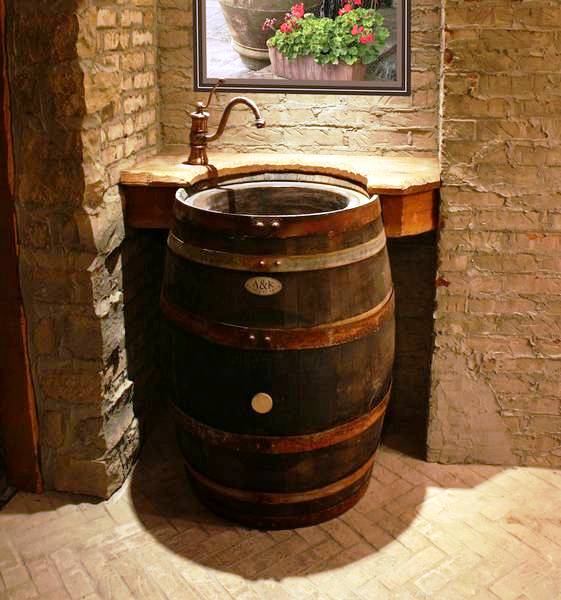 Wine Cellar Wine Barrel Sink