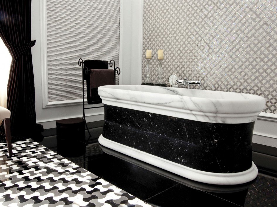 Luxurious Black White Bathroom bathtub