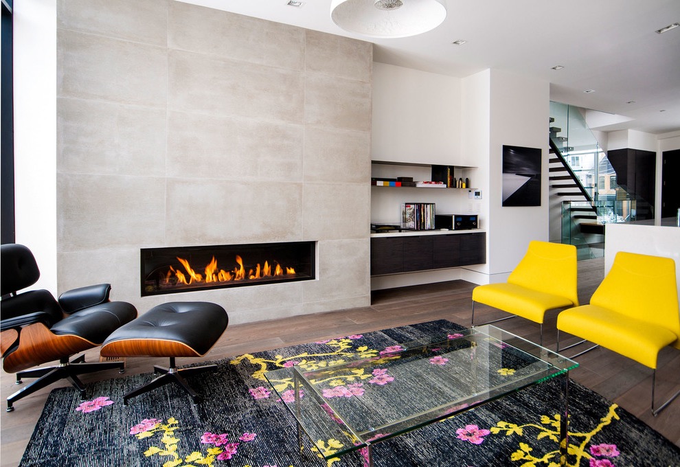 Sophisticated Modern Living Room with Modern Marble Fireplace