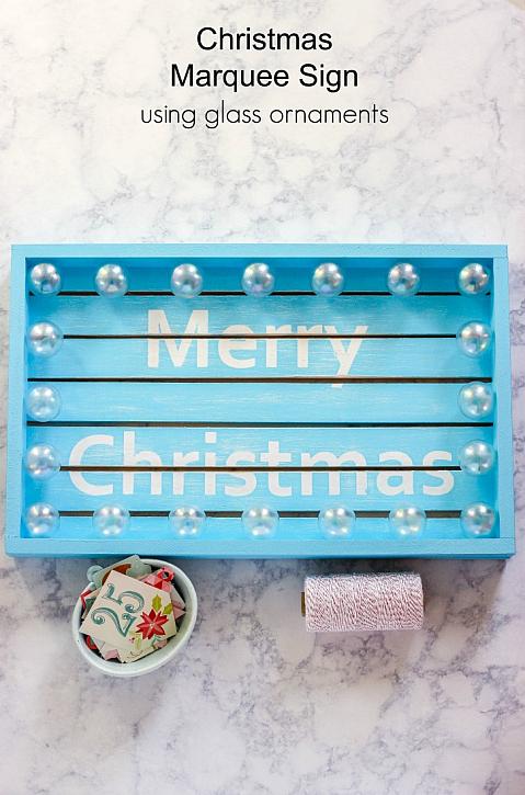 Christmas Marquee Sign Using Glass Ornaments