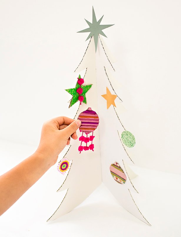 Colorful Cardboard Christmas Trees And DIY Ornaments