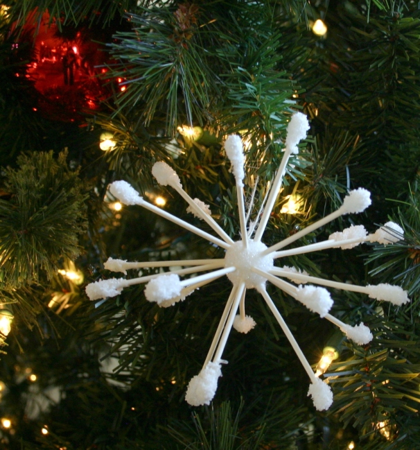 DIY Ornament With Cotton Cleaners & Salt Snowflake