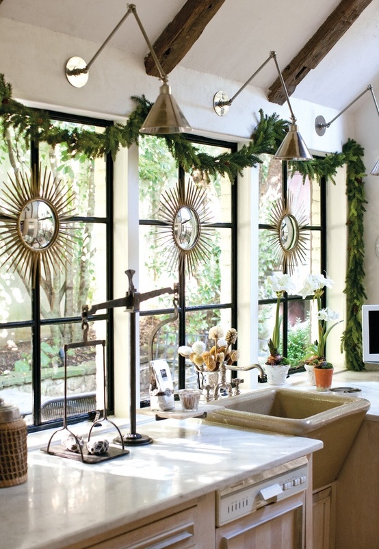 Christmas Garland Over Window for Kitchen