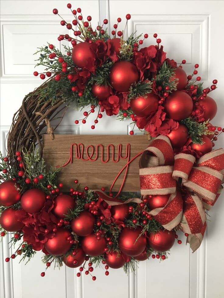 Merry and Bright Door Wreath thewowdecor